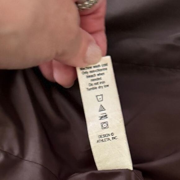 ATHLETA  Faux Fur Quilted Stand Collar Full Zip Vest M Brown Dark Academia Boho - Picture 5 of 6